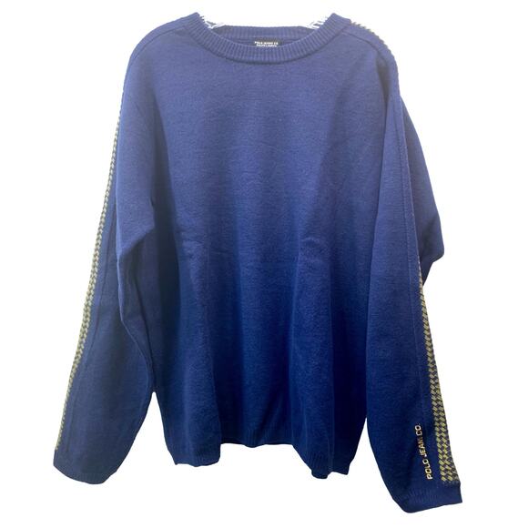 Vintage x POLO Wool Ski Sweater MEN Blue Gold XL - Picture 1 of 9